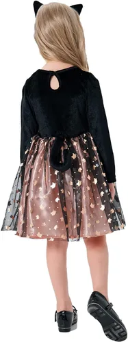 Vista 5 de Wizland Disfraz de gato lindo para niñas, traje de cosplay de gato, regalo de cumpleaños de Navidad para niñas Vestido de gato con diadema