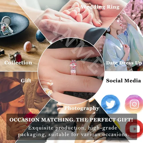 Vista 6 de LANMENSY Anillos de pareja de anime de plata de ley 925 Demon Slayer para hombres y mujeres, anillos a juego para parejas, juego Kimetsu No Yaiba
