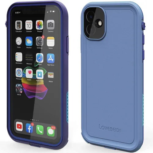Vista 8 de funda impermeable para IPhone de 6.1 con protector de pantalla sub-acuático a prueba de golpes, cuerpo completo a prueba de polvo, funda resistente