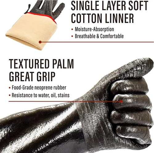 Vista 7 de RAPICCA Guantes de parrilla para barbacoa resistentes al calor de 932°F: resistentes al aceite, impermeables para ahumado, parrilla, cocina
