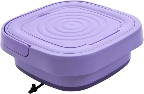 Vista 2 de Lavadora portátil, lavadora plegable de 8 litros con cesta de drenaje, lavadora multifuncional con 3 modos de limpieza profunda, adecuada
