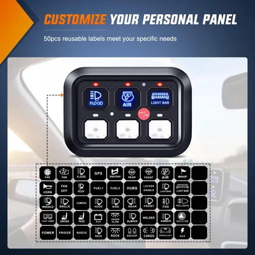 Vista 4 de Nilight Panel de Interruptores de 6 Posiciones Sistema de Relé de Control de Circuito Universal con Arnés de Cableado con Fusible LED Pod Regulable