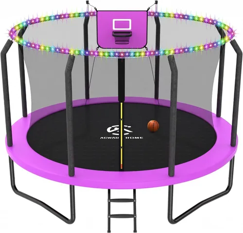 Vista 19 de Trampolín al aire libre con red para niños de 10 pies, 12 pies, 14 pies Negro