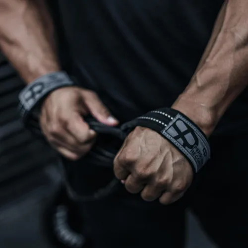 Vista 5 de PR Personal Record Deadlift Straps - Figuras 8 correas de levantamiento de pesas para levantamiento de pesas, culturismo, Strongman - Muñequeras