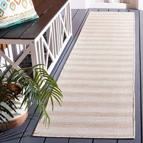 Vista 32 de SAFAVIEH Hampton Collection - Alfombra lavable para exteriores de 2 x 9 pies, color marfil y gris, no desprende pelusa y fácil de limpiar, ideal