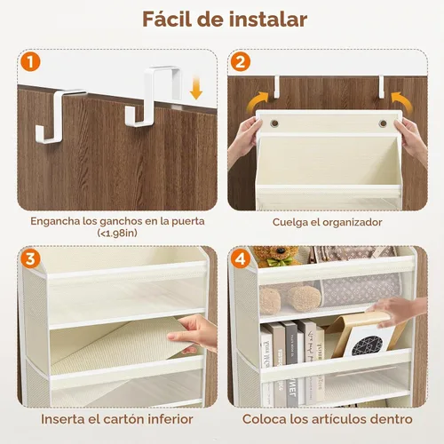 Vista 6 de Organizador para colgar sobre la puerta, 6 niveles detrás de la puerta Beige
