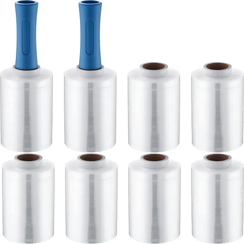Vista 9 de Jutom 16 piezas de mini película elástica industrial, rollo retráctil de plástico para mover 2 asas de 5 pulgadas x 1000 pies, embalaje Negro