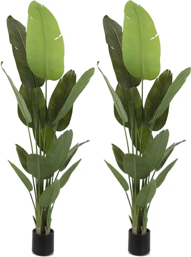 Vista 10 de Árbol Artificial de 6.6 Pies de Seda Ave del Paraíso Grande Plantas Falsas Grandes en Maceta Plantas de Piso de Seda Sintética Altas para Decoración