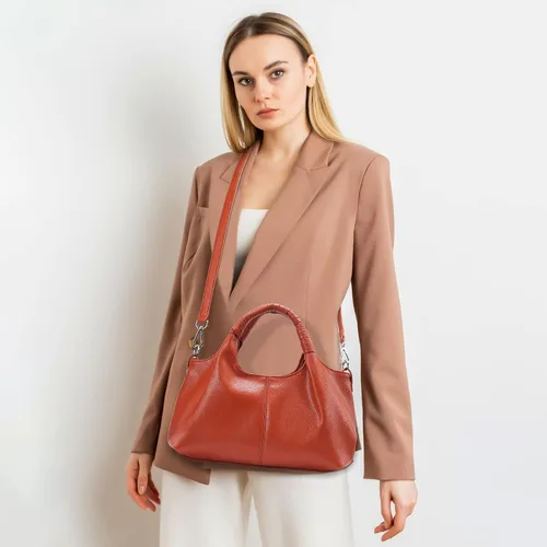 Vista 2 de Bolso con asa superior, bolsos y bolsos de cuero genuino para mujer, bolsos cruzados Hobo, bolsos de cuero para mujer