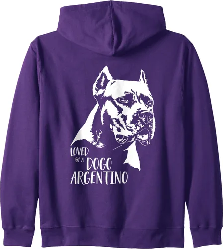 Vista 7 de Loved by a Dogo Argentino dog mom dog saying Zip Hoodie