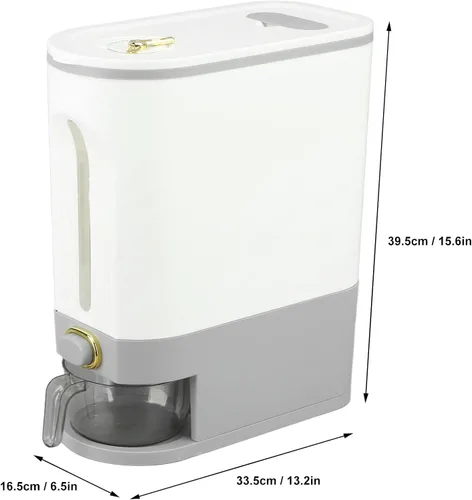 Vista 6 de Fabater Dispensador de arroz, contenedor de grano grande con taza medidora, contenedor de arroz sellado transparente, organización de cocina