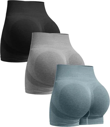 Vista 27 de Ovesport 3 piezas de pantalones cortos de entrenamiento para mujer, sin costuras, con levantamiento de glúteos, cintura alta, para yoga, gimnasio