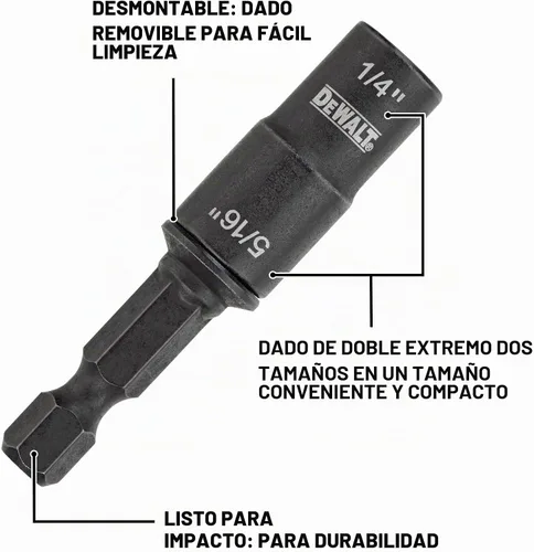 Vista 5 de DEWALT Destornillador de tuerca, doble extremo, 1/4 pulgadas + 5/16 pulgadas (DWADEND14516)