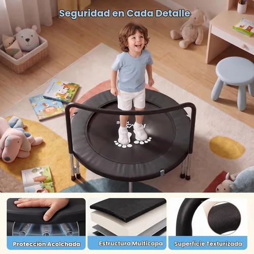 Vista 5 de RAVS 36" Toddler Trampoline, Foldable Indoor Kids Trampoline with Handle