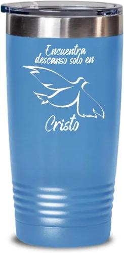 Vista 4 de Regalos católica cristianas vaso en español con versículos de la biblia para padres encuentra descanso Negro