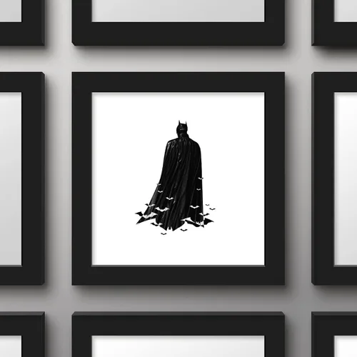 Vista 3 de Gallery Pops DC Comics The Batman - Arte de pared gráfico de capa de murciélago, versión enmarcada negra, 12 x 12 pulgadas