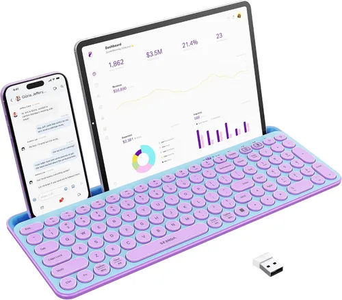 Vista 16 de seenda CTU-301 - Combo de teclado y mouse Bluetooth para iPad, color negro Bluetooth+2.4G combo with tablet holder, full-size keys and quiet