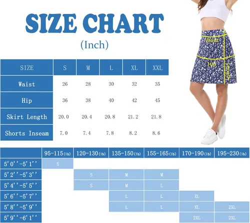 Vista 2 de Caisuedawn Falda pantalón floral hasta la rodilla para mujer, faldas atléticas modestas con 5 bolsillos para golf, deporte, entrenamiento