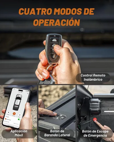Vista 3 de WOLFBOX Cubierta Power Tonneau para Chevy Silverado y GMC Sierra 1500 2019 Se adapta a cama de 5.10 pies, aplicación y control remoto, se bloquea
