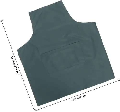 Vista 2 de BESPORTBLE Waterproof Kitchen Apron Men and Women Pvc Oil-resistant Cooking Apron Dark Green Utensil Washing Home and Professional Use