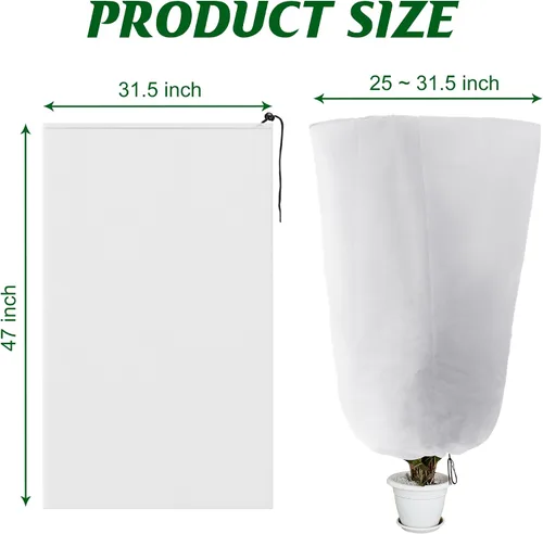 Vista 2 de Alpurple Paquete de 3 cubiertas de invierno con cordón para plantas, bolsas cálidas de protección para plantas, 47 x 31.5 pulgadas, manta de tela