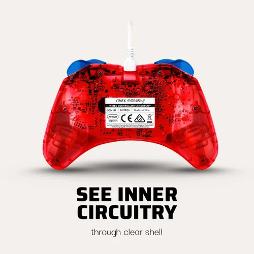 Vista 5 de Rock Candy Wired Gaming Switch Pro Controller - Mario - Red - Official License Nintendo - OLED Lite Compatible, Compact, Durable Travel Controller