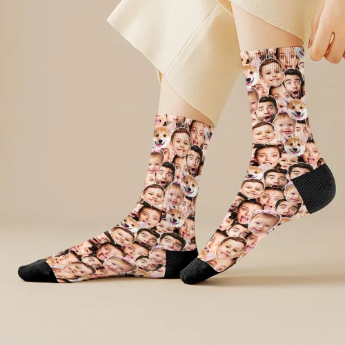 Vista 4 de D-Story Custom Face Socks with Photo Novelty Crew Sock Personalized Gift 01