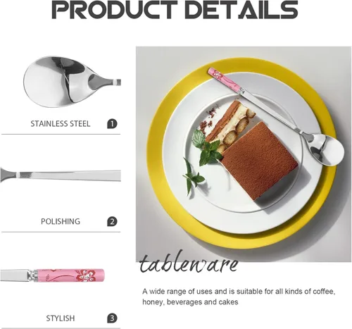 Vista 9 de BESPORTBLE 5 cucharas de metal para postre para helados, helados, café, espresso, cucharas agitadoras seguras y cómodas de sostener para ocasiones