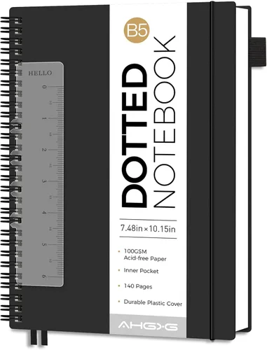 Vista 26 de AHGXG Diario de puntos, cuaderno en espiral de cuadrícula de puntos de 8.5 x 11 pulgadas, cuaderno de puntos grande A4, papel grueso de 3.53 oz/m²
