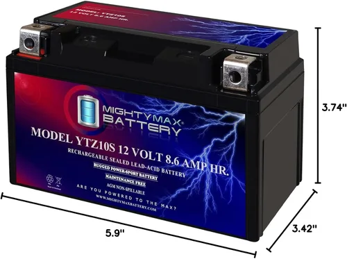 Vista 9 de Mighty Max Battery Batería de repuesto YTZ10S 12V 8.6AH para Honda CBR600RR 03-04, 05-06