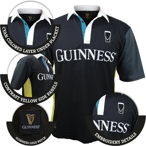 Vista 4 de Guinness Jersey de rugby de manga corta con rayas negras y amarillas