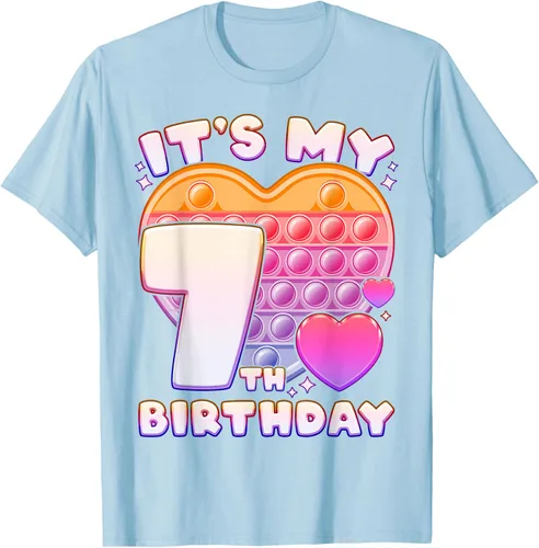 Vista 96 de Pop-it Birthday Girl 7 años de edad, Push it Pop Fidget Bubble Camiseta, Negro