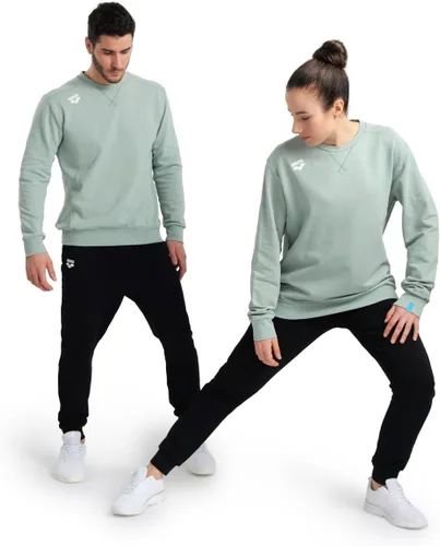 Vista 7 de ARENA Sudadera unisex de algodón sólido para adultos, manga larga, cuello redondo, ajuste regular
