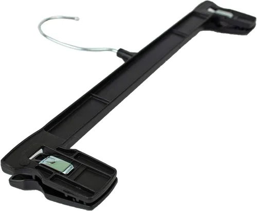 Vista 2 de HangOn Perchas para pantalones de plástico reciclado con clips acanalados, color negro, 14 pulgadas, paquete de 10