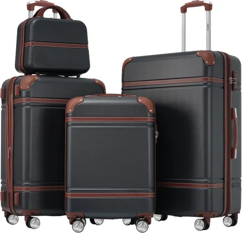 Vista 174 de Merax Equipaje, maleta extensible rígida con ruedas giratorias ligeras, Negro -, 40/48/52