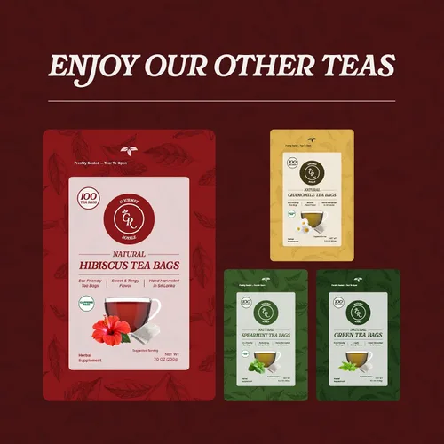 Vista 6 de Gourmet Royale Té de hibisco, 100 unidades, bolsas de té sostenibles, flores de hibisco puras, sin cafeína y azúcar, sin OMG y vegano, cultivado
