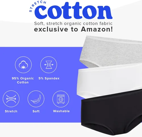 Vista 3 de MeUndies Hipster de algodón orgánico elástico para mujer, calzones cómodos, tela exclusiva de Tienda, Claro
