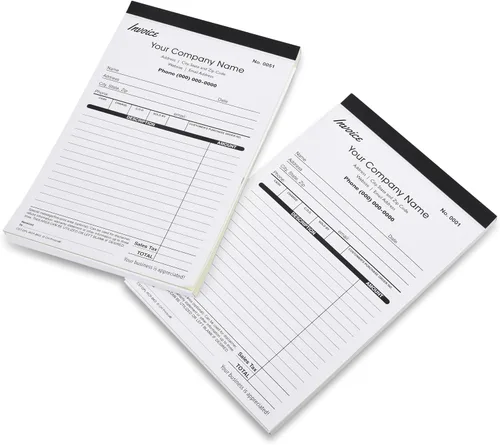 Vista 2 de Formularios comerciales duplicados personalizados y libros autocopiativos con el nombre de su empresa, 2 libros (100 juegos) numerados (factura)