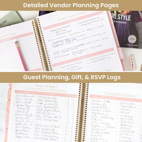 Vista 4 de bloom daily planners Planificador y organizador de tapa dura para el día de la boda (sin fecha), 9 x 11 pulgadas, diseño floral dorado