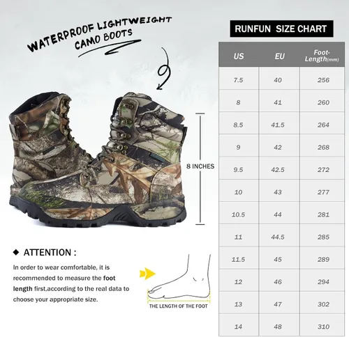 Vista 8 de Men's 7" Waterproof Lightweight Hunting Boots Insulated Non-slip Hiking Boot, 200g Thinsulate Marrón
