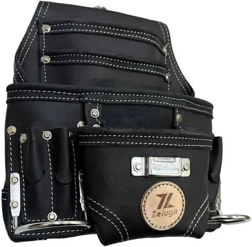 Vista 3 de Zeluga 20-117 Bolsa de herramientas de 10 bolsillos, de piel resistente para rigger, negra