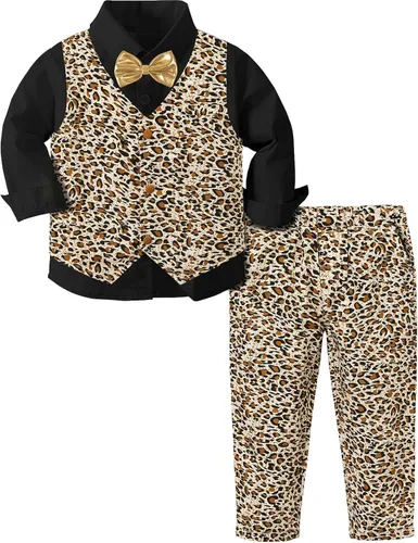 Vista 32 de A&J DESIGN Conjunto de traje de caballero para niños pequeños, 3 piezas, camisas, chaleco y pantalones