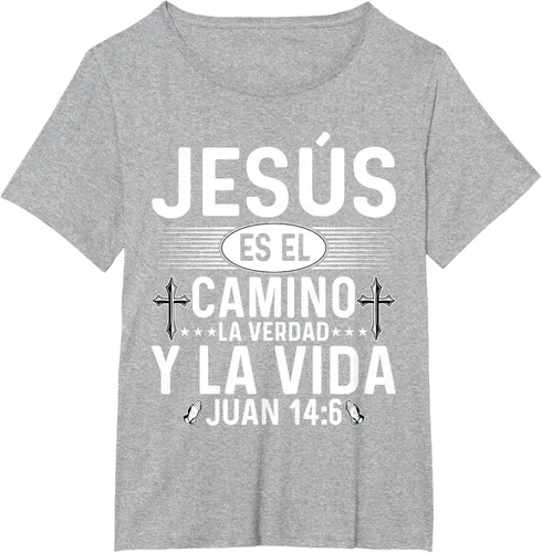 Vista 41 de Camisetas Cristianas en español Versículos Biblia Juan 14:6 Camiseta, Negro, S