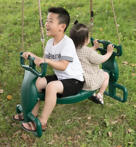 Vista 2 de Swingset al aire libre de plástico doble planeador patio patio 2 persona niños diversión columpio, verde