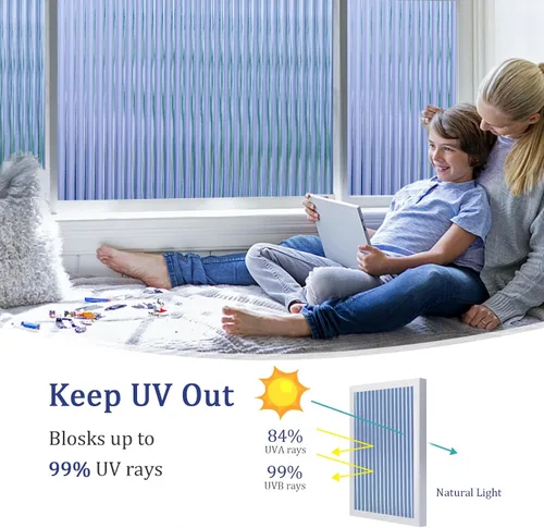 Vista 4 de Beautyhero - Película de privacidad para ventana, vidrio esmerilado con cañas, adherencia de vidrio 3D, cubiertas decorativas con bloqueo UV