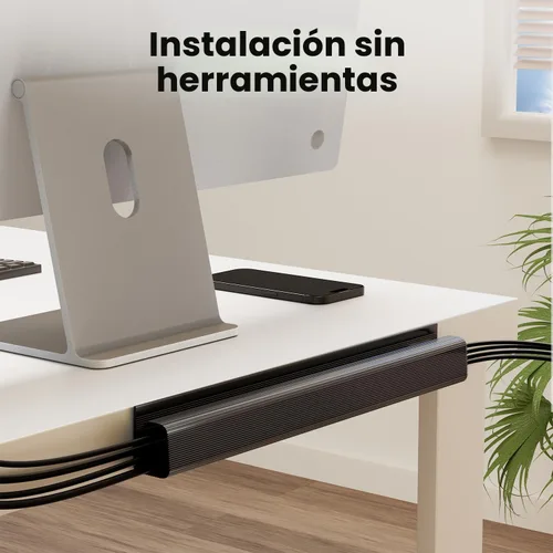 Vista 5 de EVEO Kit de gestión de cables debajo del escritorio (6 unidades) - Ocultador de cables para gestión de cables debajo del escritorio, ocultador