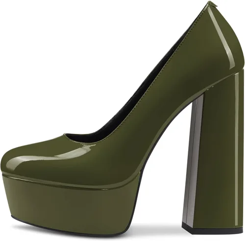 Vista 6 de TNYNFBEB Zapatos de tacón de plataforma alta para mujer, con puntera redonda, sin cordones, básicas, clásicas, de 5.5 pulgadas