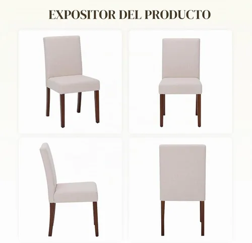 Vista 8 de MALOL Juego de 2 sillas de comedor tapizadas, sillas de comedor de tela, modernas sillas de comedor de madera, sillas auxiliares de cocina, silla