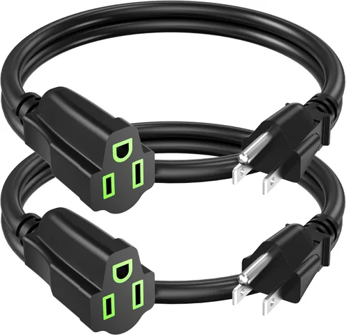 Vista 13 de Cable de extensión de alimentación de 0.5 pies/6 pulgadas (paquete de 10), cable de extensión eléctrico corto de 3 clavijas, salida única