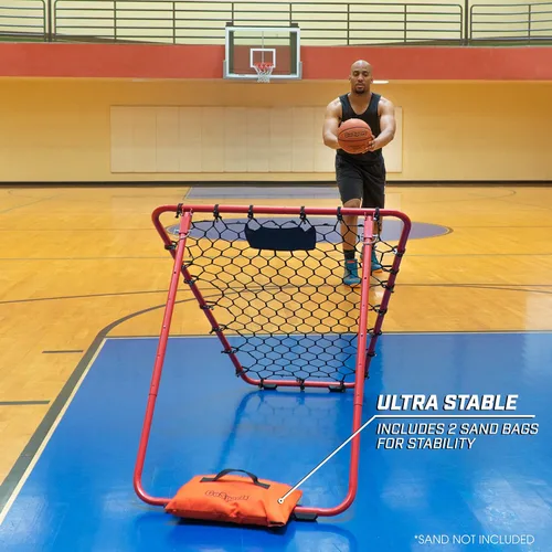 Vista 3 de GoSports Red de rebote de baloncesto con marco ajustable, pies de agarre de goma y bolsas de arena - Auxilio de entrenamiento portátil para pases